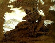 Theodore   Gericault nymphe et satyre painting